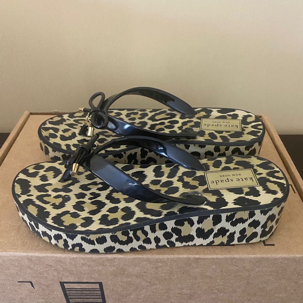 Kate Spade Women’s Leopard Rhett Wedge Flip Flops